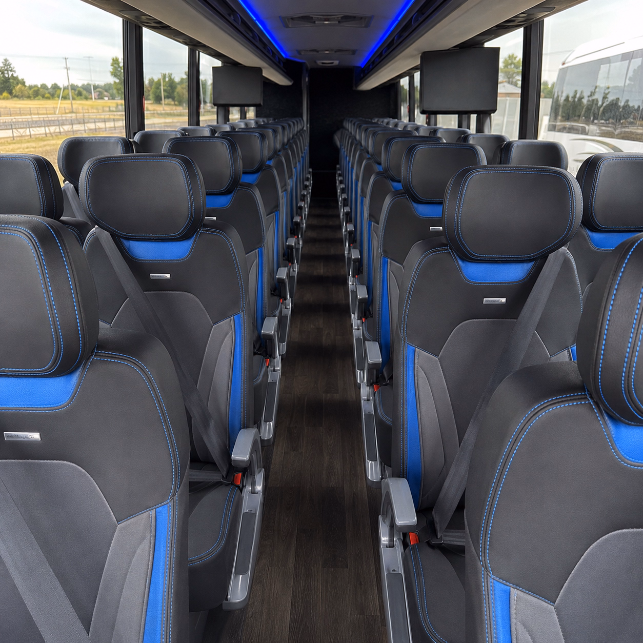 56 passenger charter bus interior
