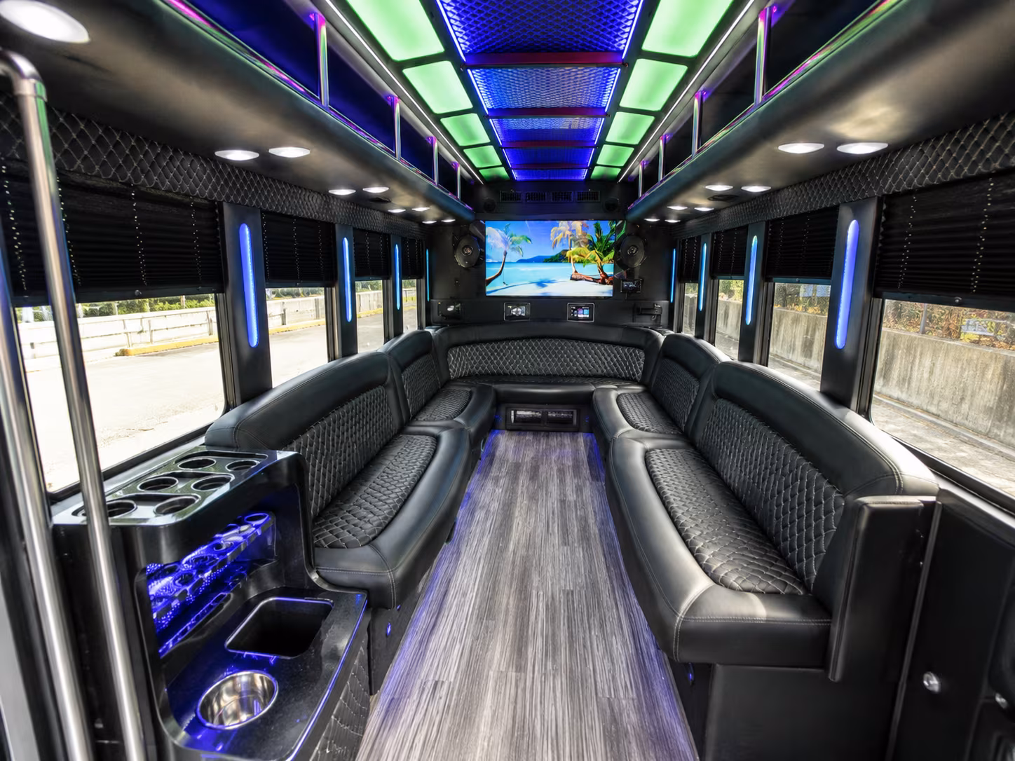 sugar land 18 passenger party bus inside