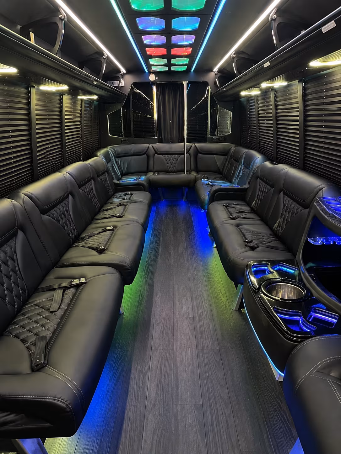 sugar land 20 passenger party bus interior