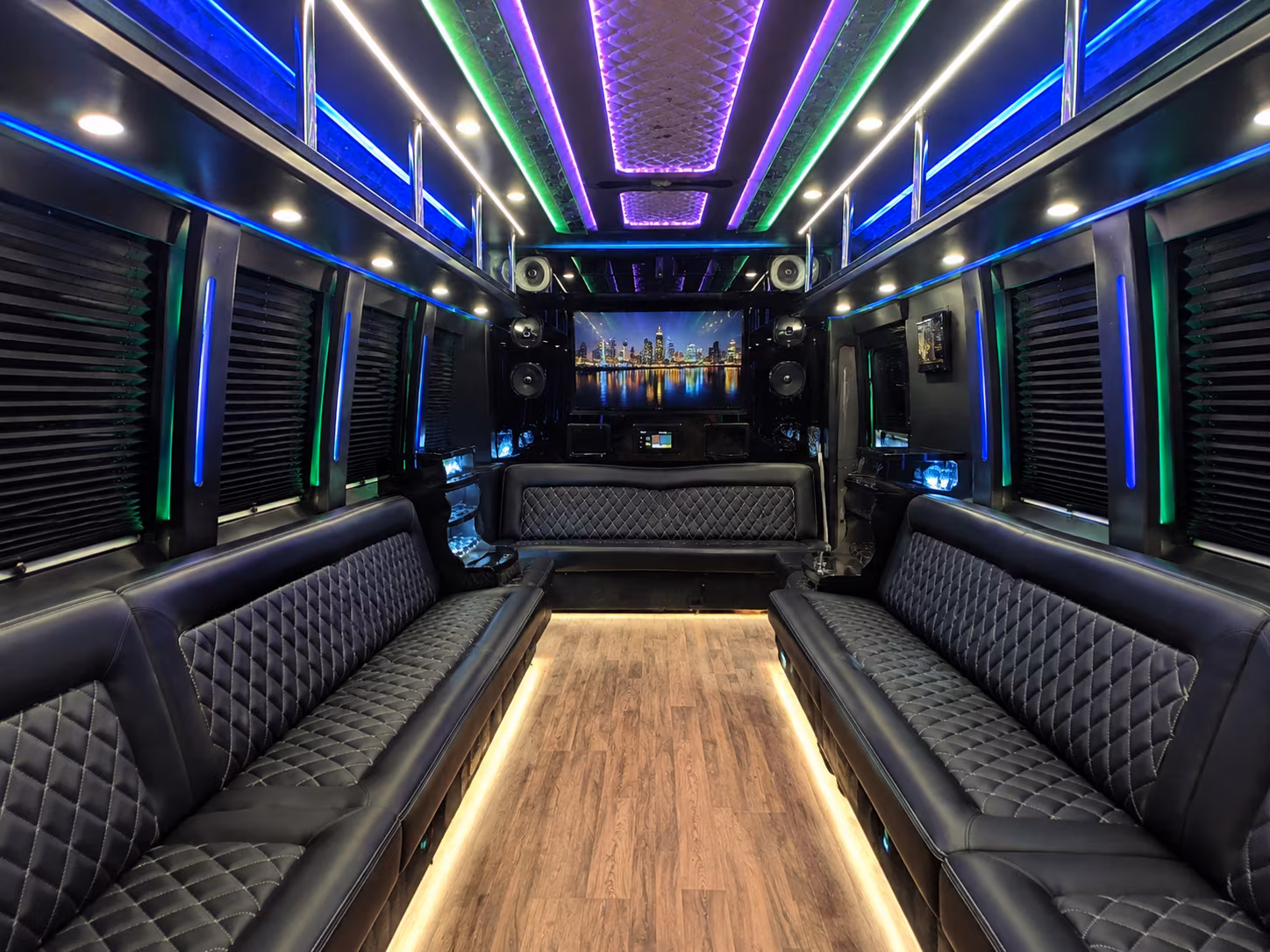 sugar land 25 passenger party bus interior