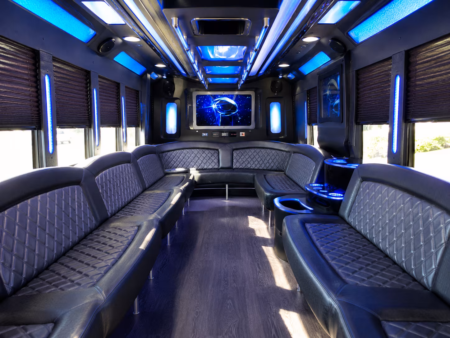 sugar land 28 passenger party bus inside