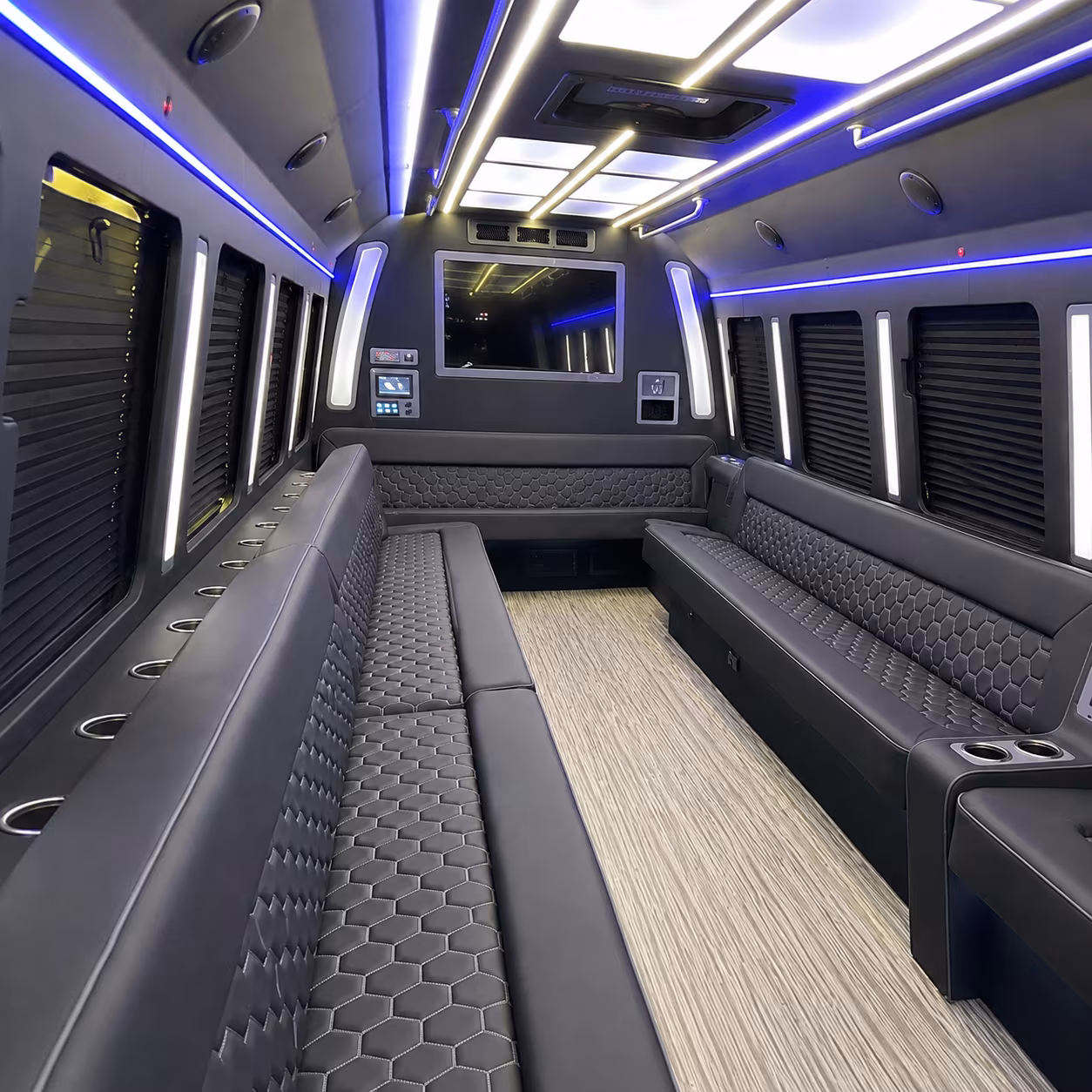 sugar land 40 passenger party bus inside