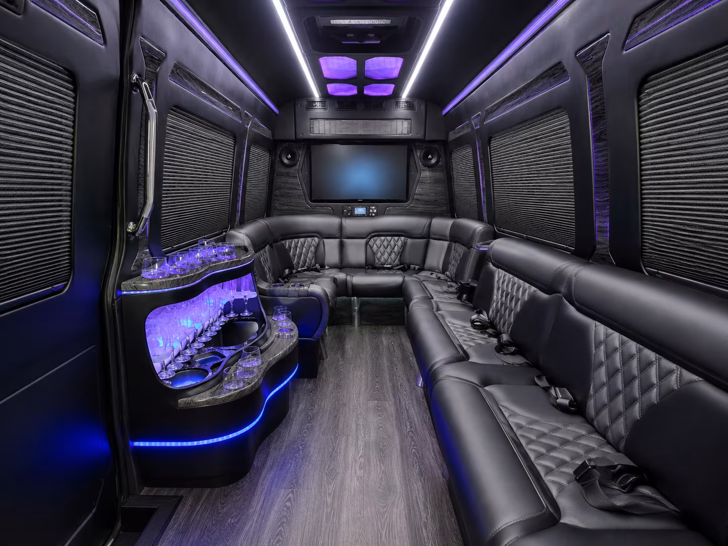 sugar land 40 passenger party bus interior