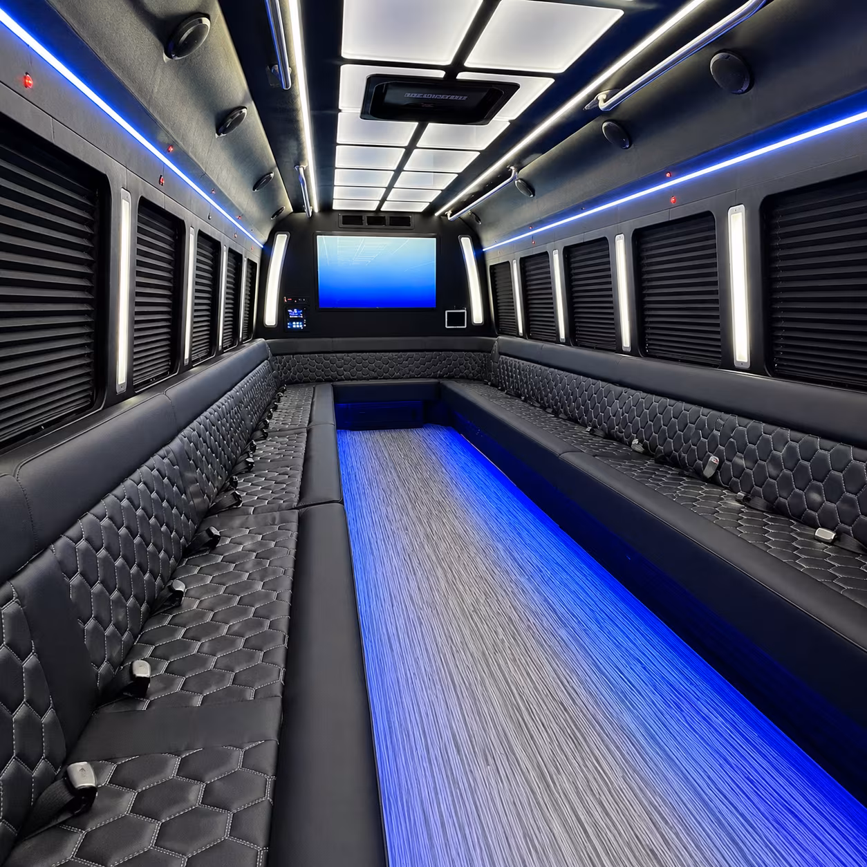 sugar land 50 passenger party bus inside